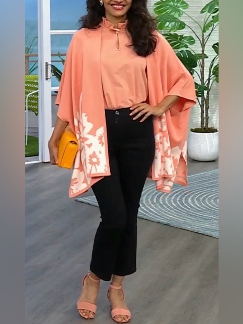 092C-Wynne Layers Floral Jacquard Poncho Topper